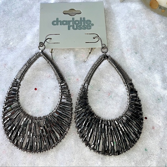 Charlotte Russe Jewelry - Charlotte Russe Earrings Silver Wire-Wrapped Beaded Teardrop New Clearance
